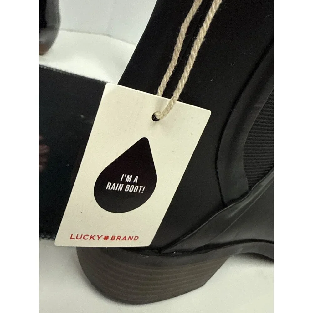 Lucky Brand Bsael H20 Women's Rain Boot Black Ankle Waterproof Size 6 6M NEW